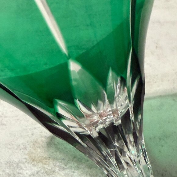 Vintage 80s Ajka Castille Albinka Green Cut to Clear S/Four Martini Glasses MINT - Picture 8 of 11